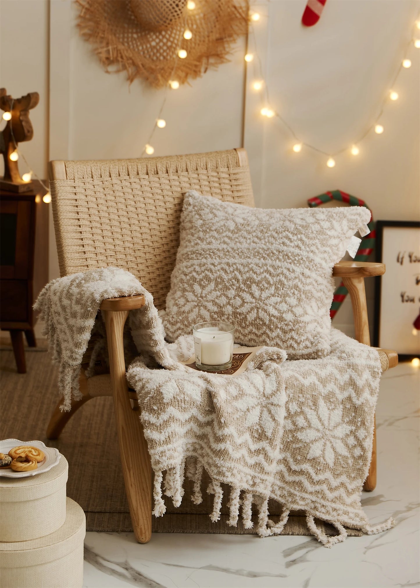 Couverture Noël en Tricot