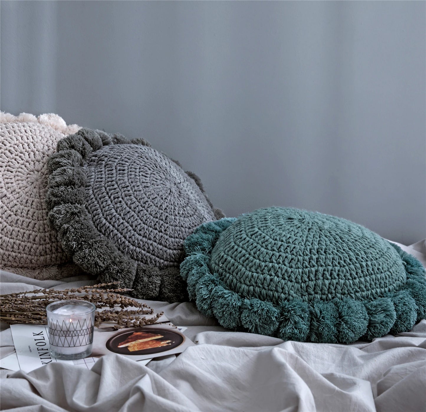 Coussin Crochet à Pompon