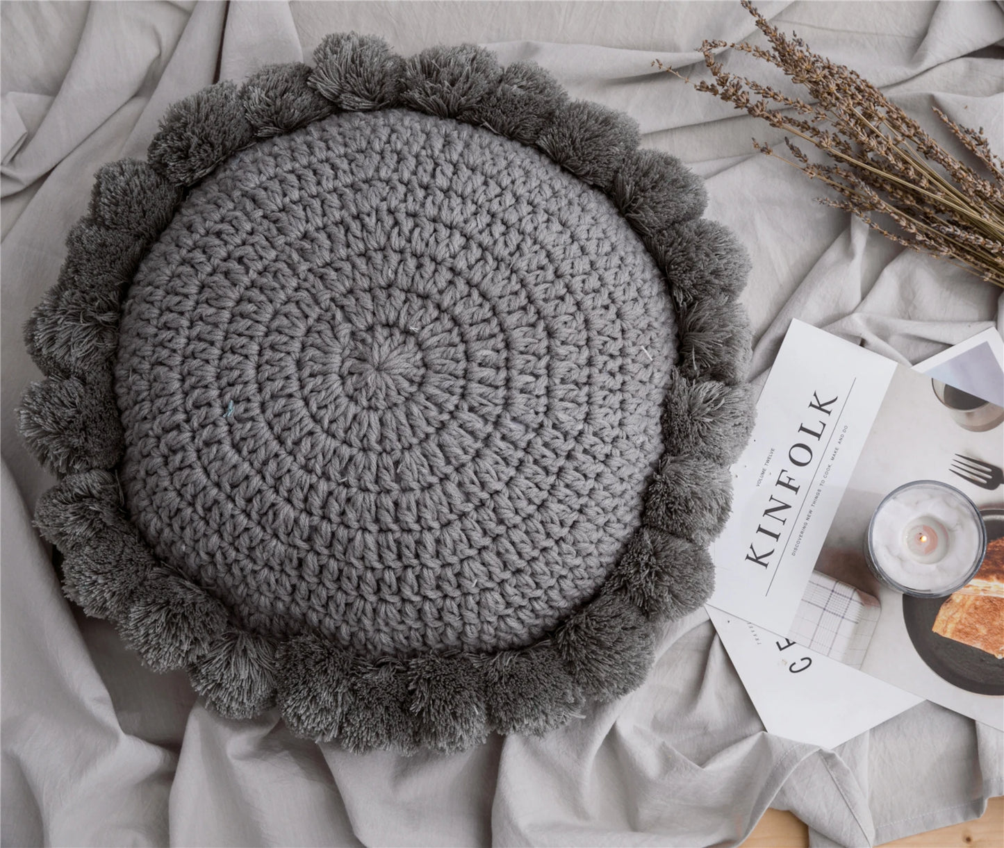 Coussin Crochet à Pompon