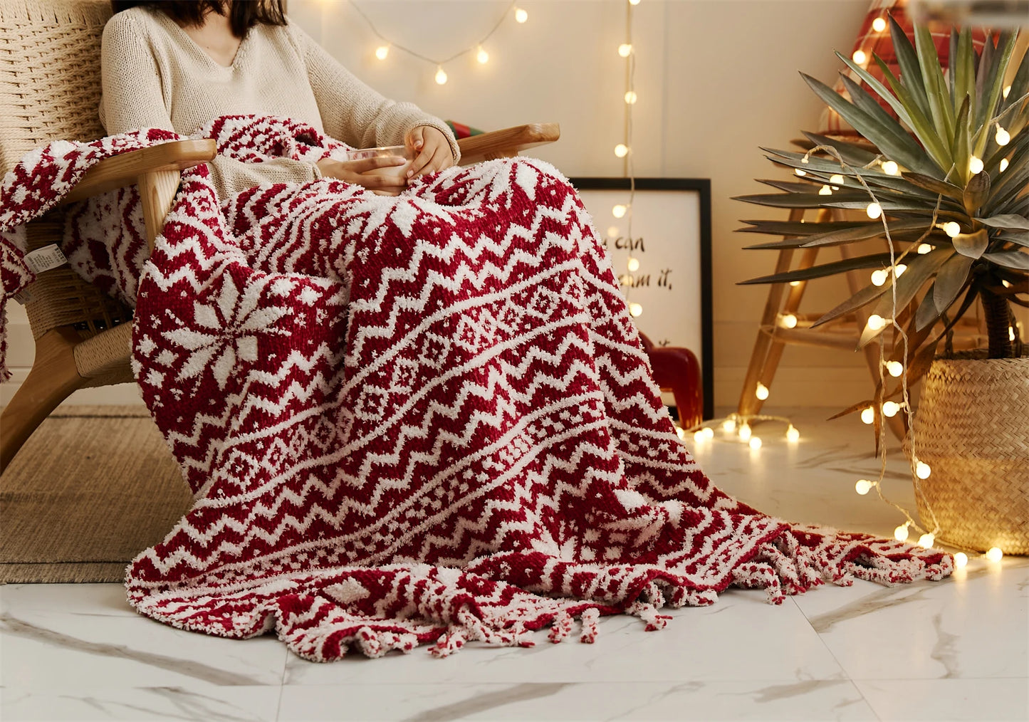 Couverture Noël en Tricot