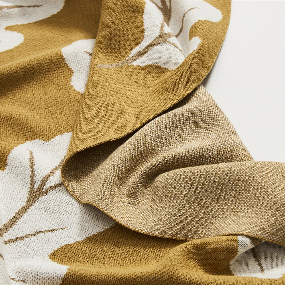 Couverture Tricot Motif Feuilles