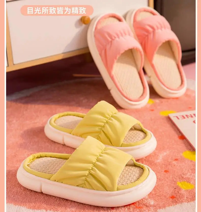 Pantoufle Plateforme en Lin
