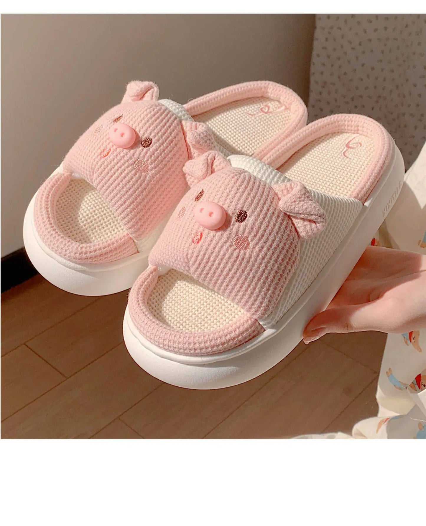 Pantoufle Cochon en Lin