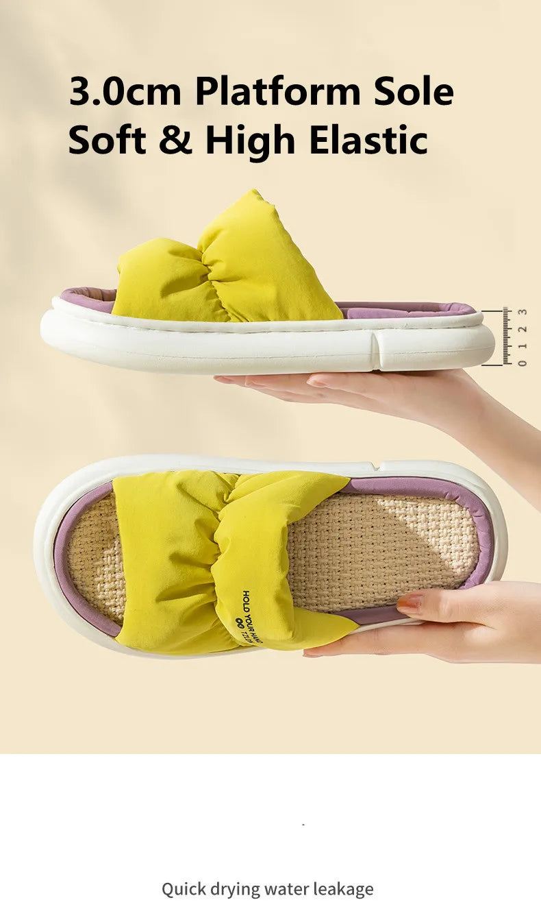Pantoufle Plateforme en Lin
