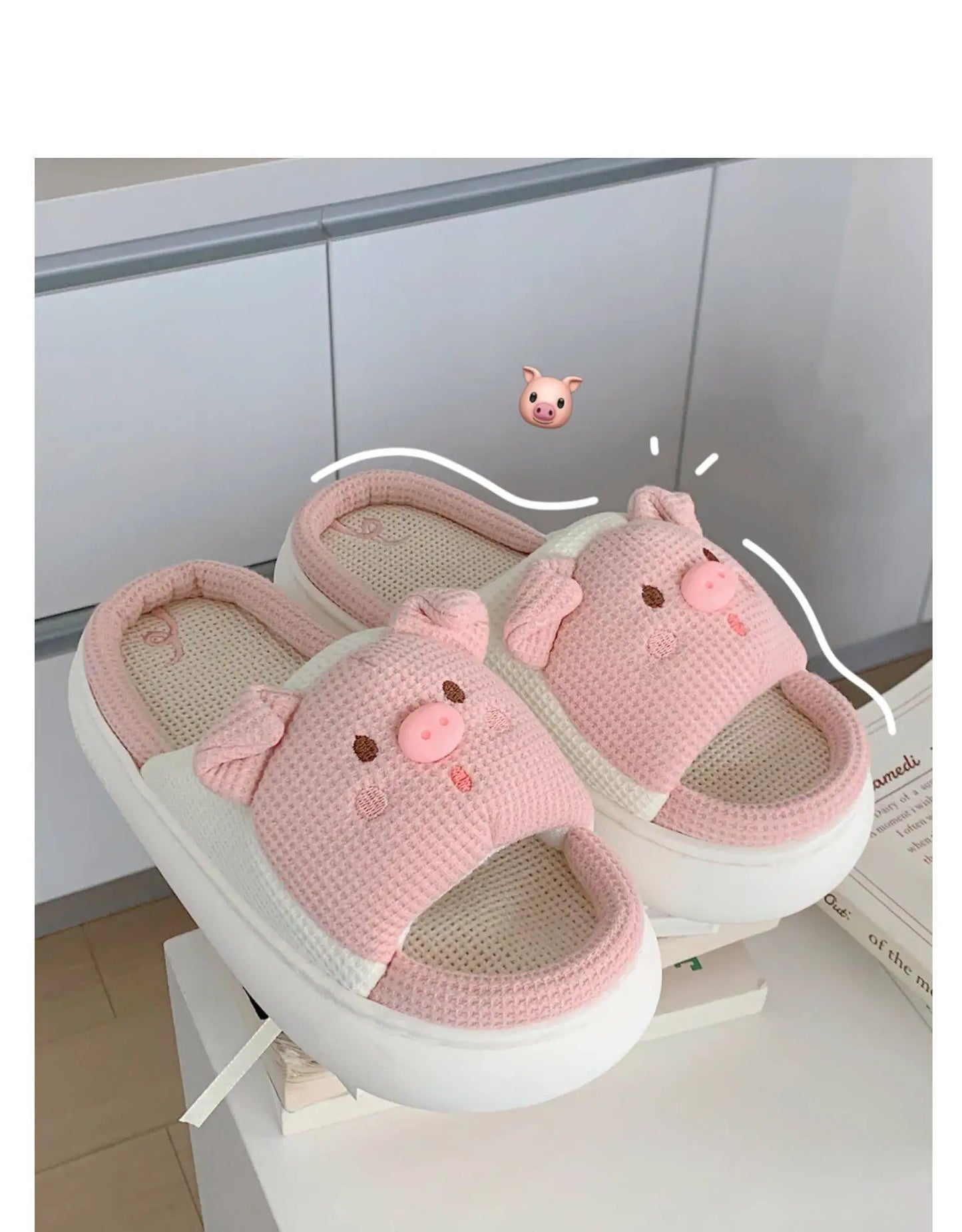 Pantoufle Cochon en Lin
