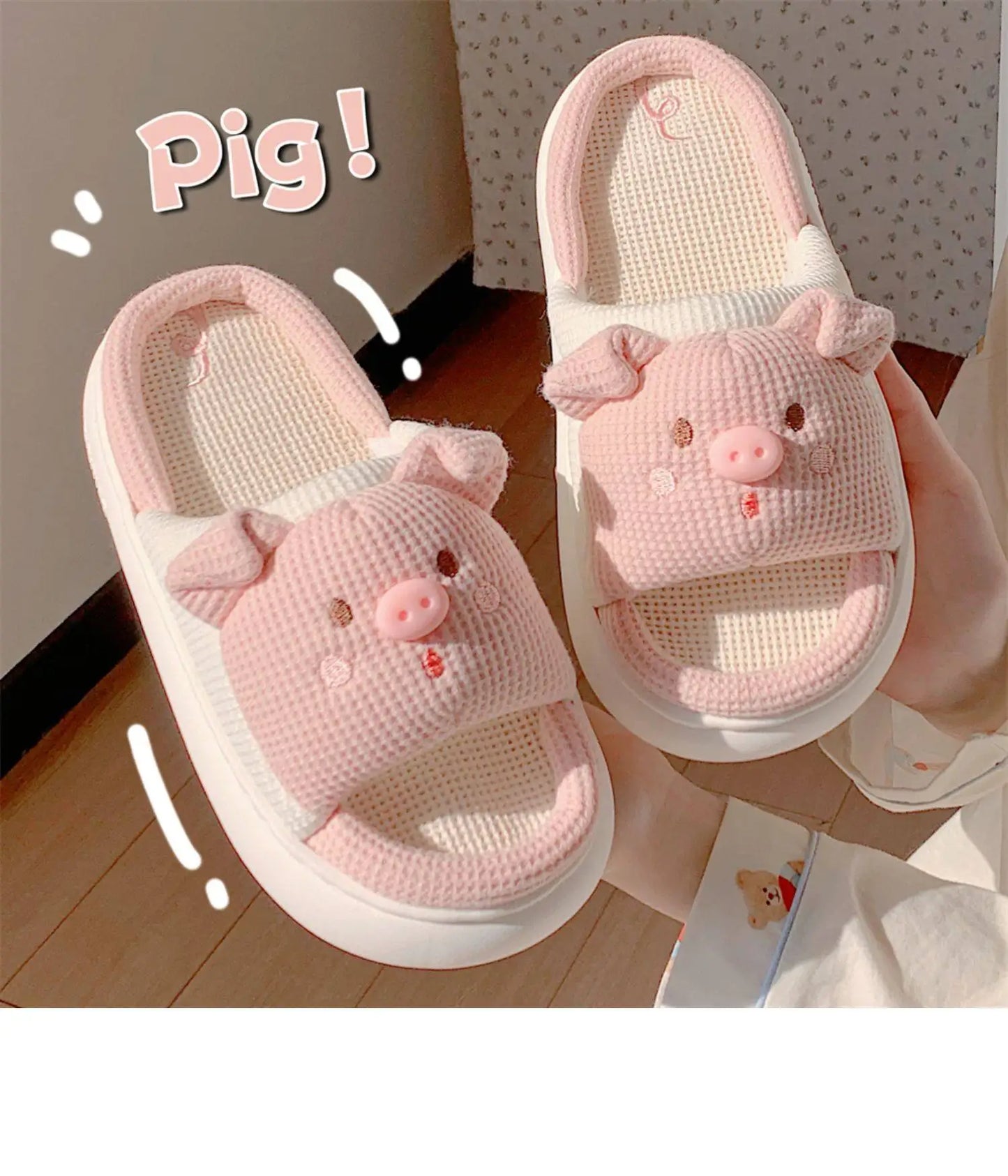 Pantoufle Cochon en Lin