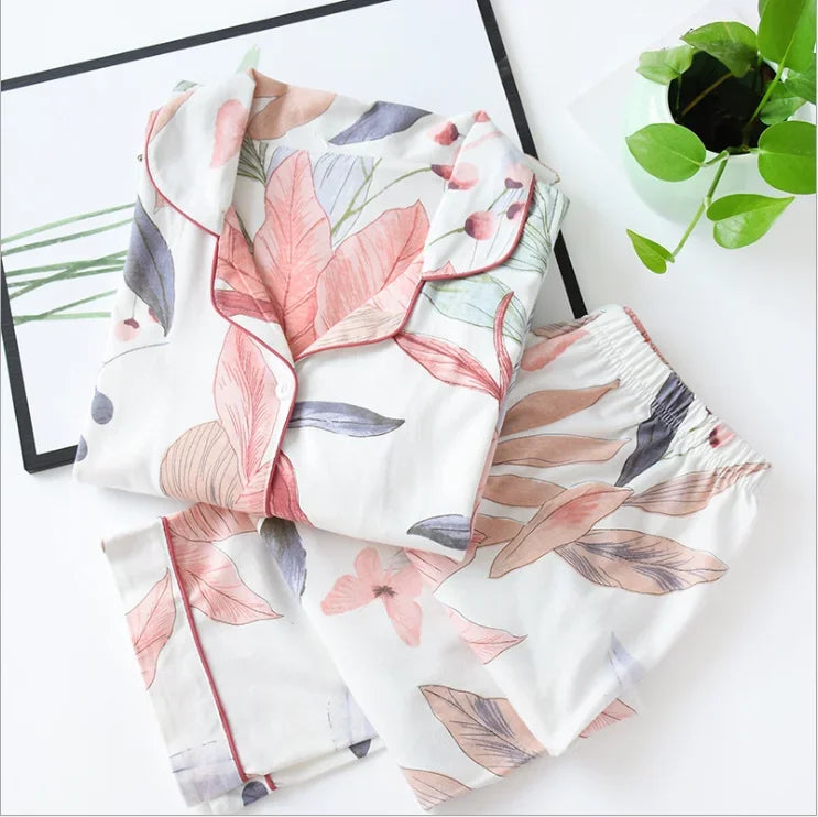 Pyjama en viscose Feuilles