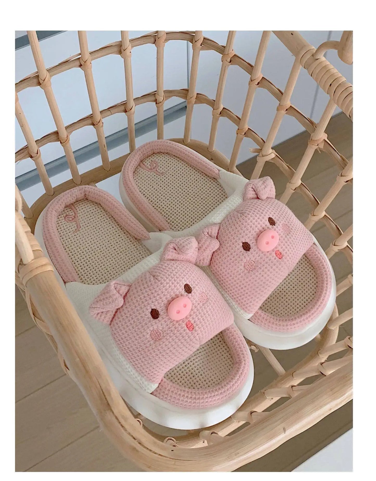 Pantoufle Cochon en Lin