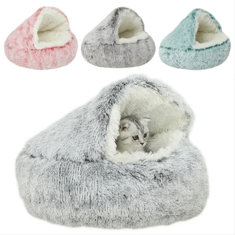 Lit Rond Peluche Chien et Chat