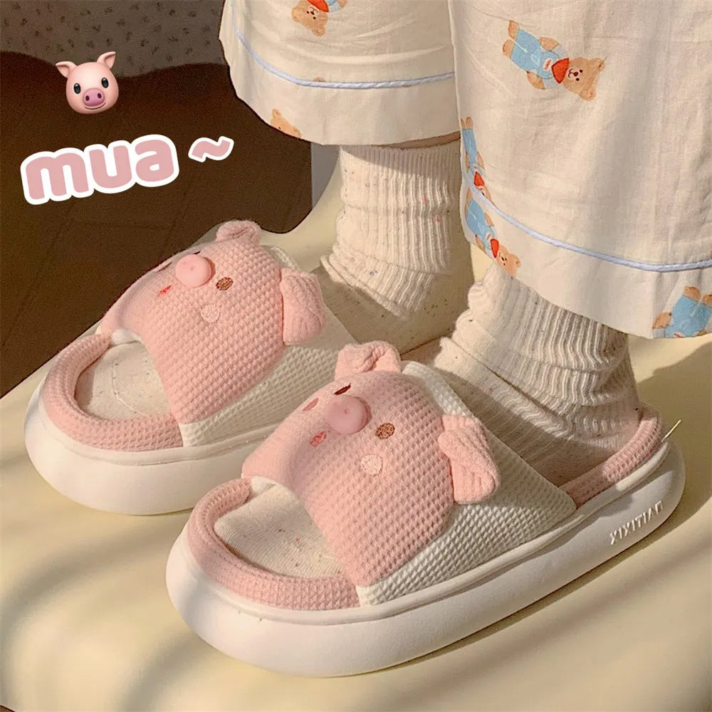 Pantoufle Cochon en Lin