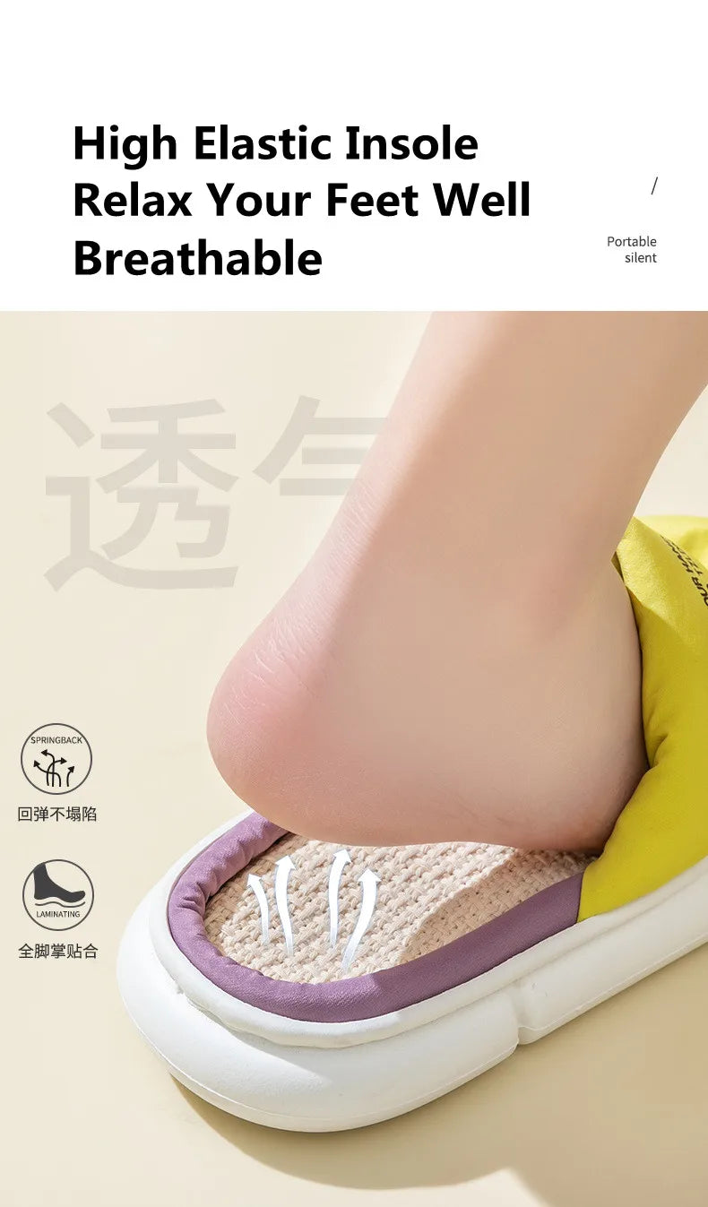 Pantoufle Plateforme en Lin