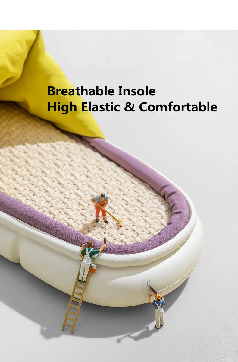 Pantoufle Plateforme en Lin