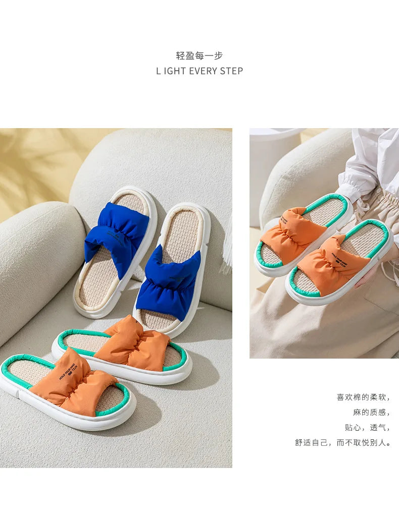 Pantoufle Plateforme en Lin