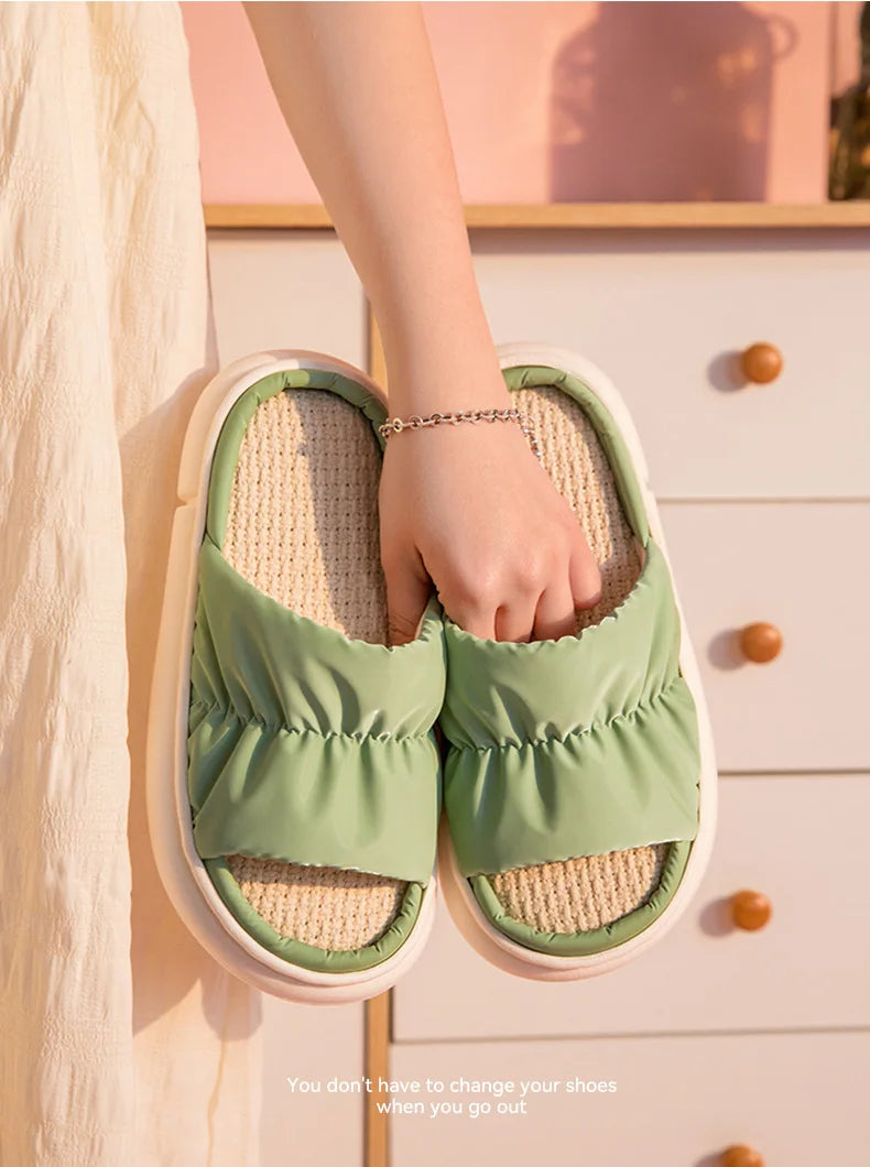 Pantoufle Plateforme en Lin