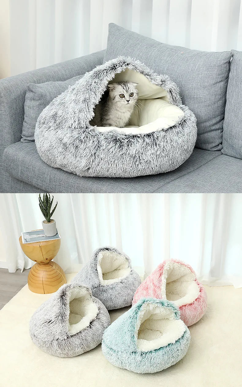 Lit Rond Peluche Chien et Chat