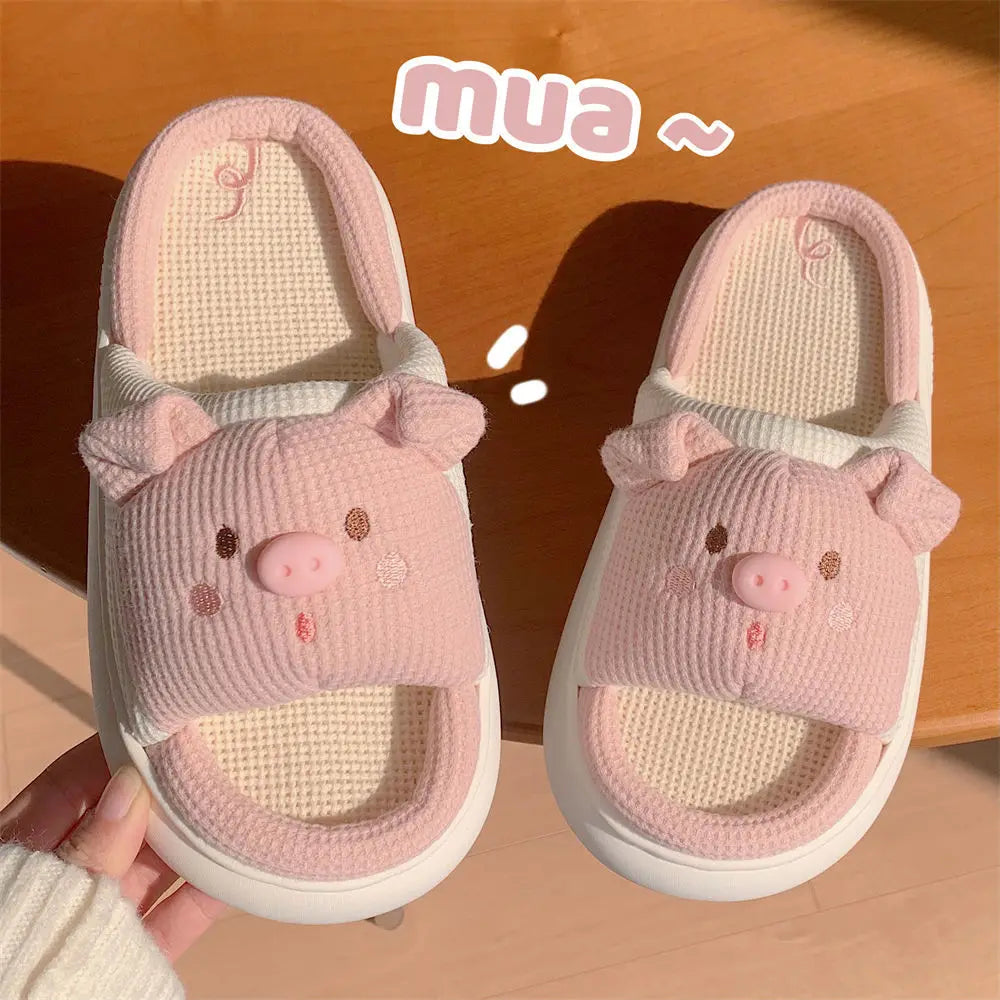 Pantoufle Cochon en Lin