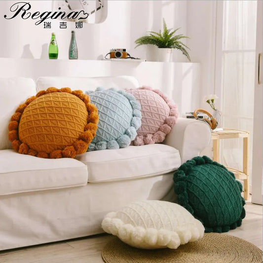 Coussin Rond à Pompon
